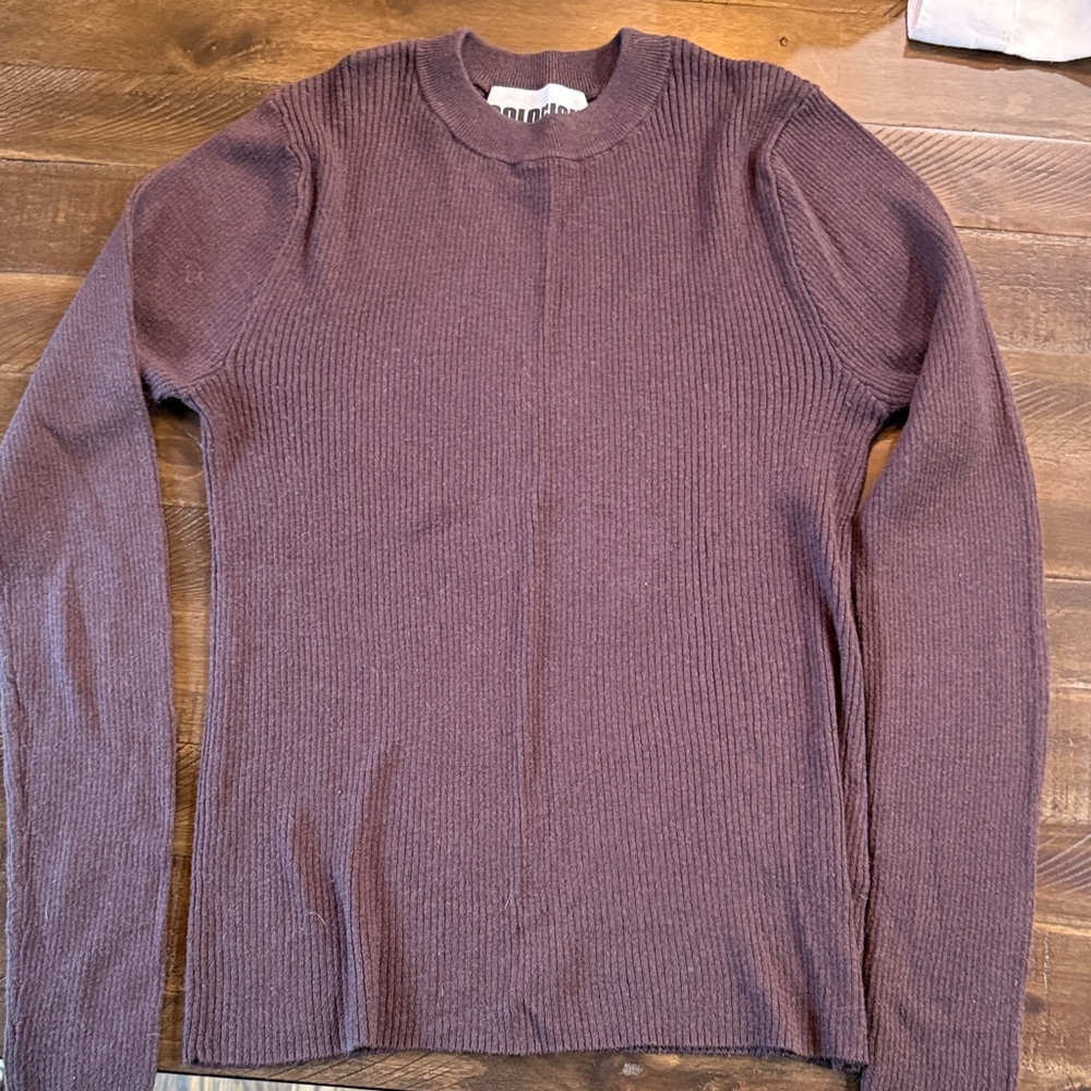 Women’s Colorush eggplant ribbed crew neck Sweater